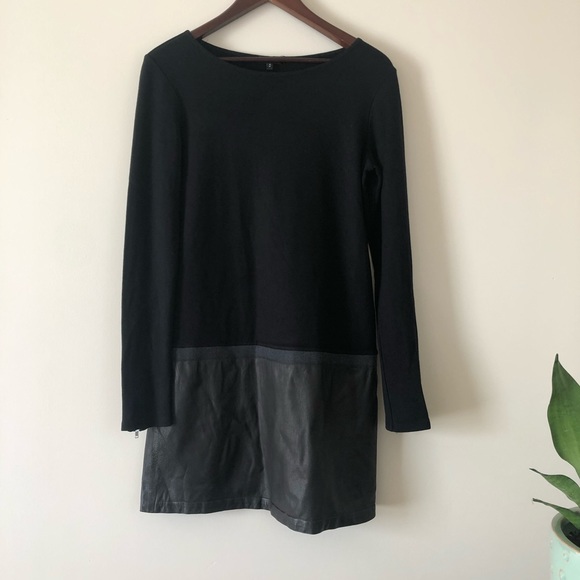 Theory Dresses & Skirts - Theory Keiran Leather Skirt Shift Dress Black
